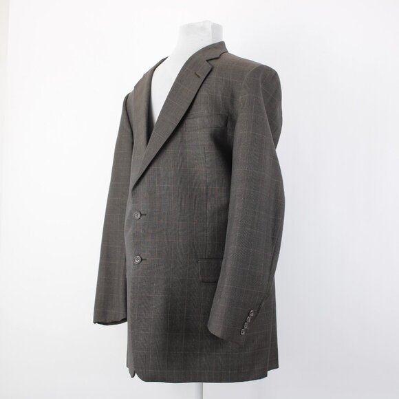 Gieves Hawkes Sz 46 XLG Brown Tan Two Button Lined 100% Wool Blazer - Picture 2 of 14